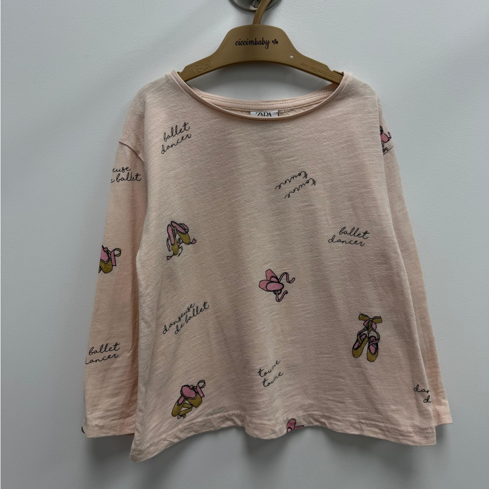 Zara Light Pink Ballet Dancer Print Top